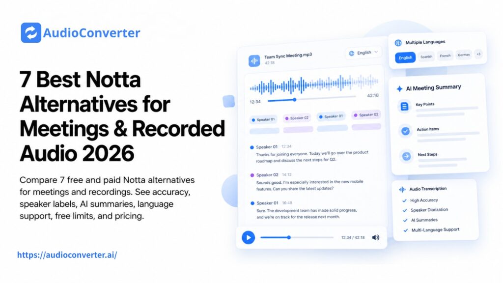 7 Best Notta Alternatives for Meetings & Recorded Audio 2026