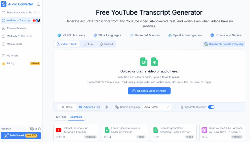 Step 1: Upload Your Audio File or Paste a Link