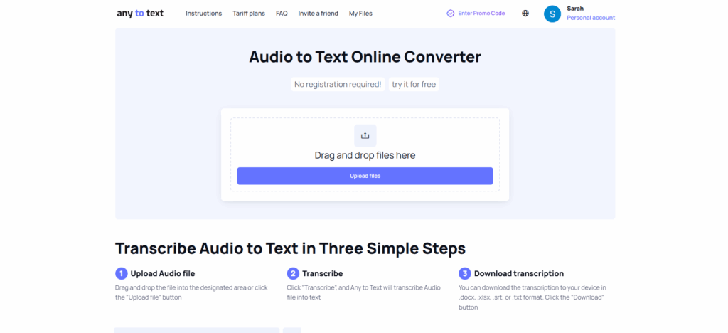 Any2Text positions itself as a straightforward transcription solution