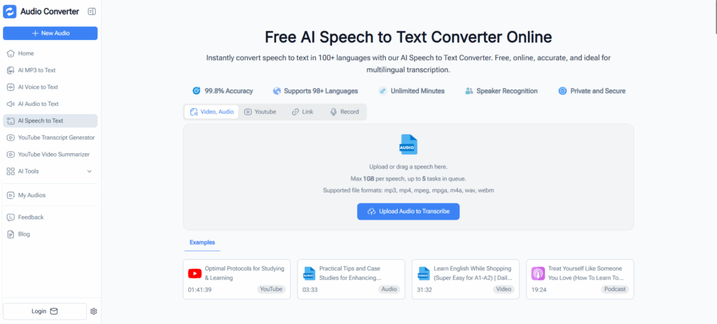 Audio Converter AI – Best for Long-Form Professional Transcription