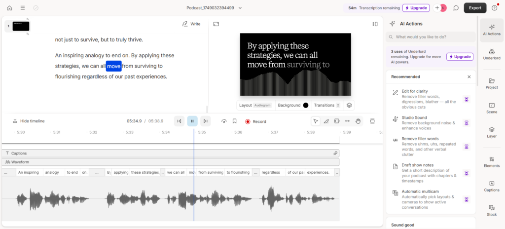 Descript: Transcription + Audio Editing in One