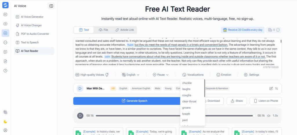 Audio Converter AI - Best for Human-Like Voices and Emotion Control