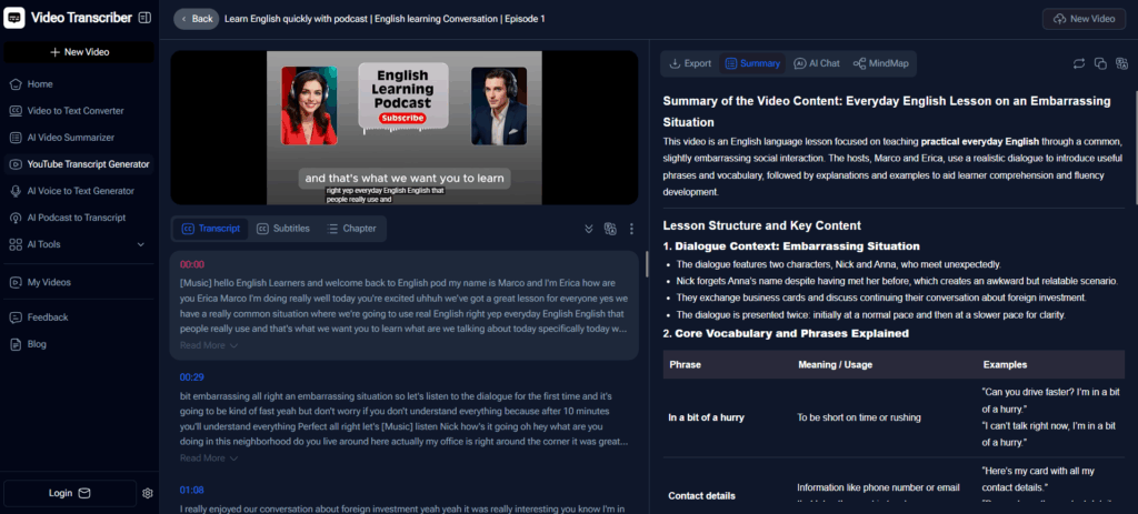 VideoTranscriber AI – Specialized Long-Form YouTube Video Transcription