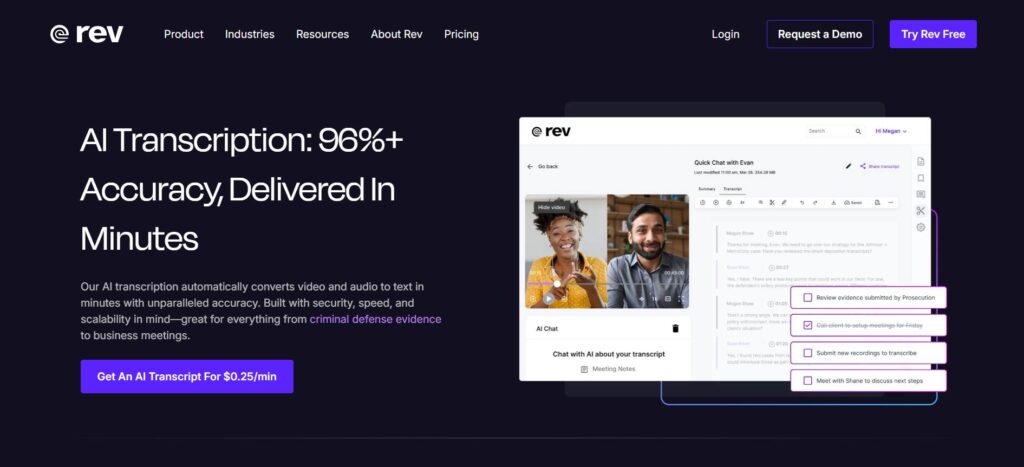 Rev – Best for Legal and Professional Transcripts