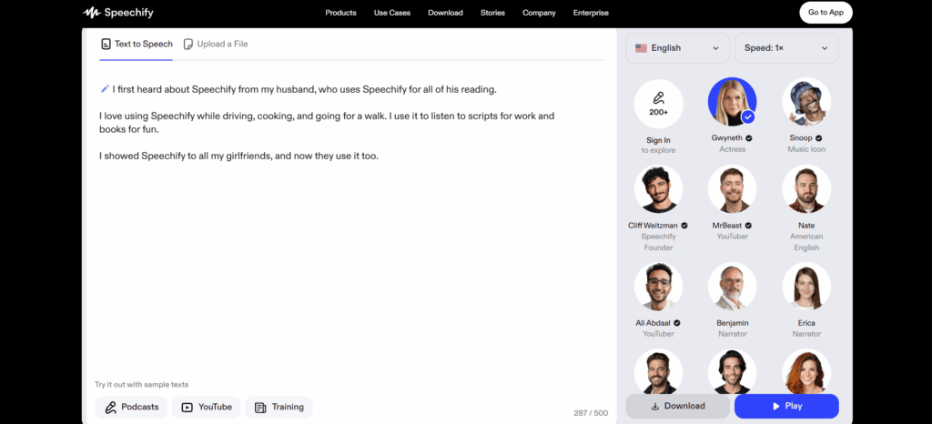 Speechify – Accessibility and Learning Focus