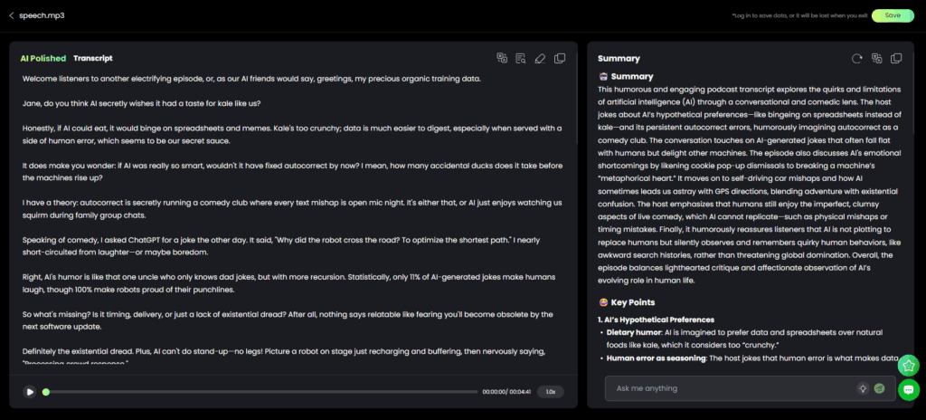 RecCloud provides a streamlined speech to text free experience with an intuitive interface focused on speed and ease of use.