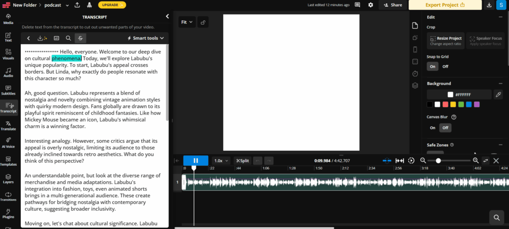 Kapwing – YouTube Video Transcripts for Caption Creation