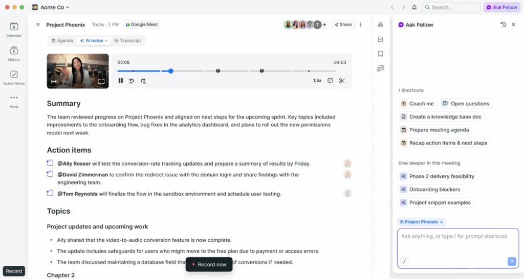 Fellow — Best for Structured Team Meetings
