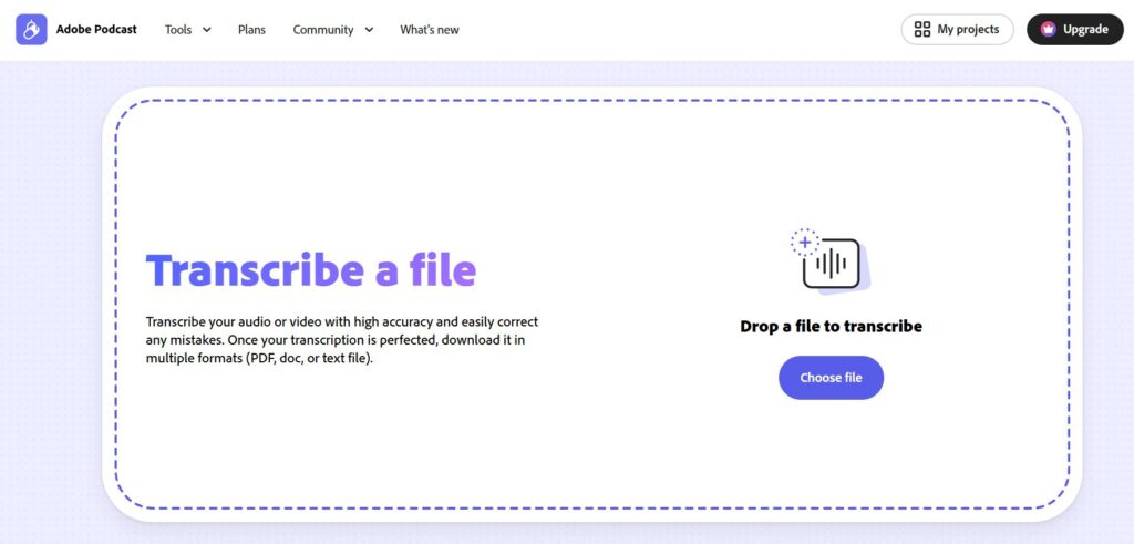 Adobe Podcast – Best for Cleaning Audio Before Transcription