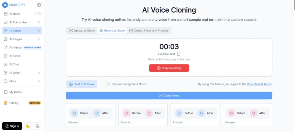 NoteGPT: Best for Fine-Tuning Cloned Speech