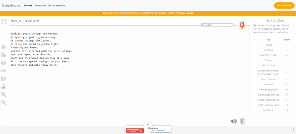 Speechnotes specializes in instant speech to text free conversion for real-time dictation.