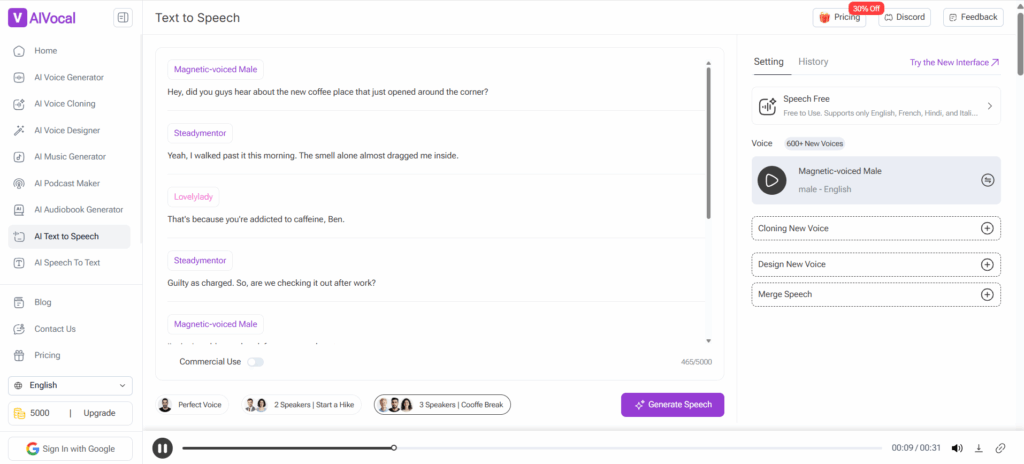 AIVocal AI - Best Expressive Voice Control in a Text to Speech Free Tool