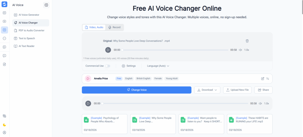 Audio Converter AI - Best for No-Sign-Up File-Based Voice Changes