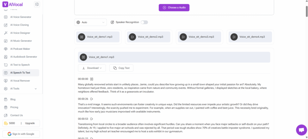 AI Vocal – Multilingual Audio to Text Transcription
