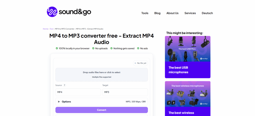 Soundandgo MP4 to MP3 Converter — Best Lightweight Online Converter