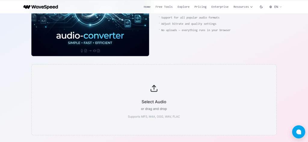 WaveSpeed Audio Converter - Best for Local In-Browser Privacy