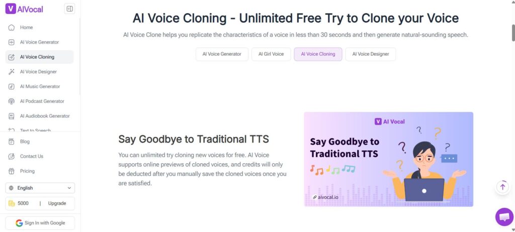 AIVocal: Best for Previewing Before Saving Cloning Voice