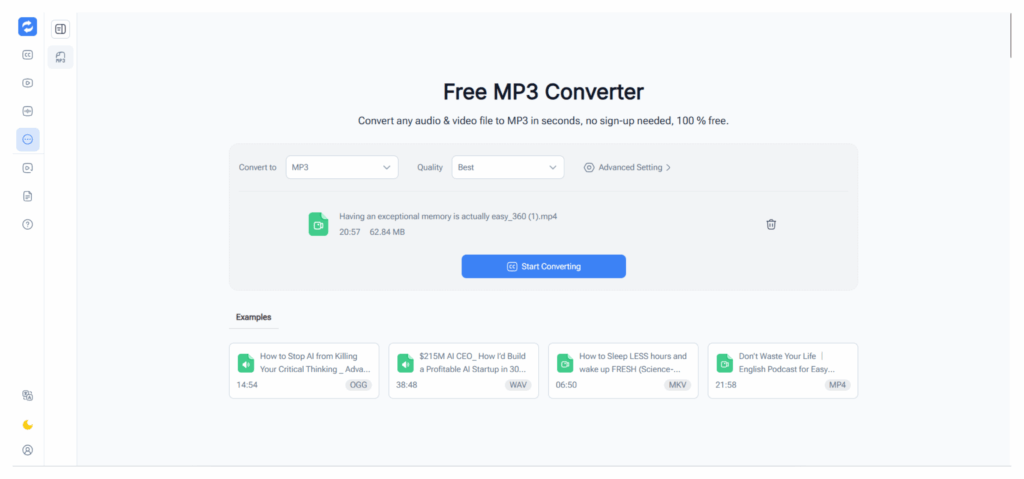 Audio Converter AI - Best for the Fastest No-Login Workflow