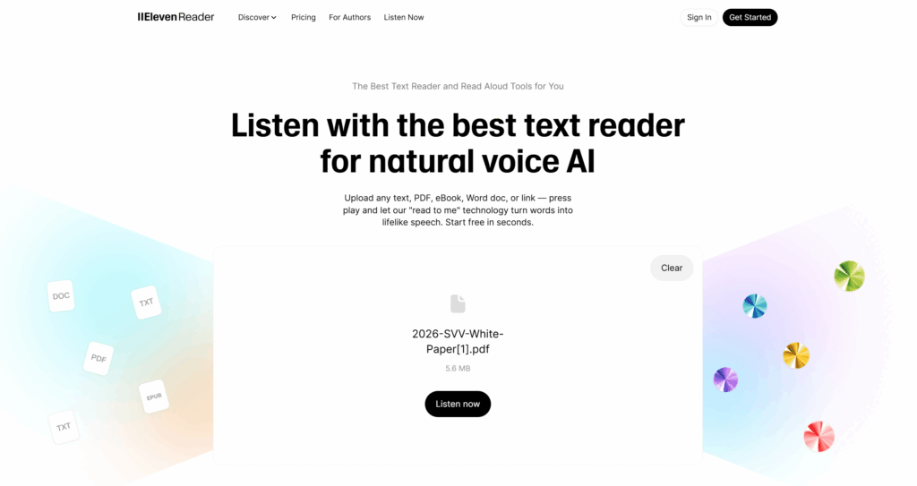 ElevenReader by ElevenLabs - Best for Realistic AI Voice Quality