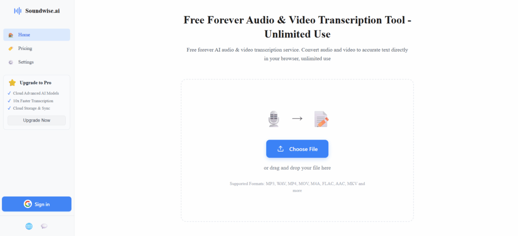 Soundwise – Creator-Focused MP3 Audio File to Text Tool