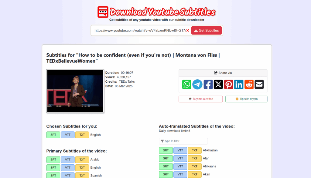 DownloadYouTubeSubtitles.com — Best for Instant One-Click Downloads