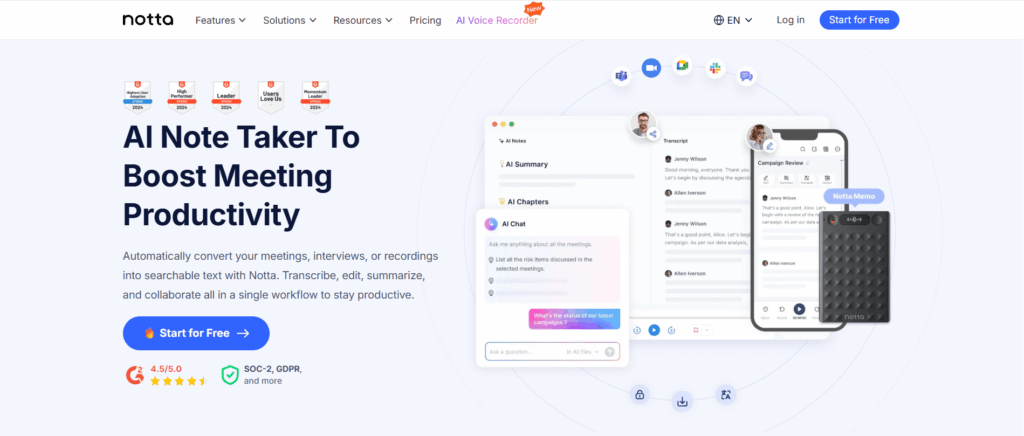 Notta – Multilingual Voice to Text with Global Reach