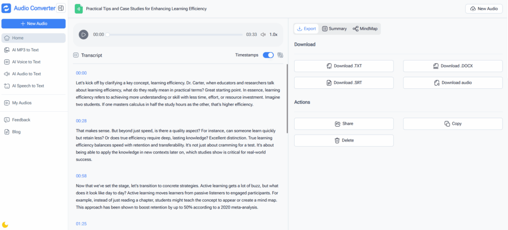 Audio Converter AI is the best tool to transcribe audio to text online free