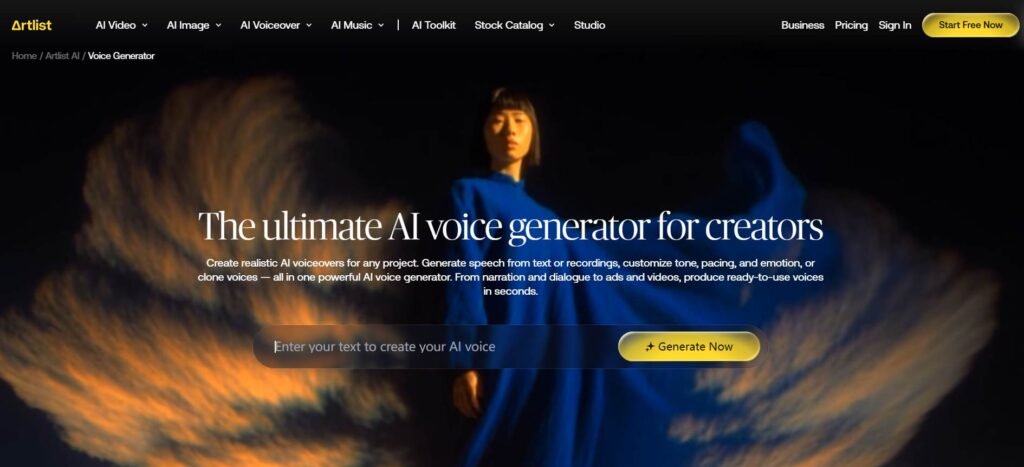 Artlist AI Voice Generator — Multi-Model Access for Flexible Voice Quality