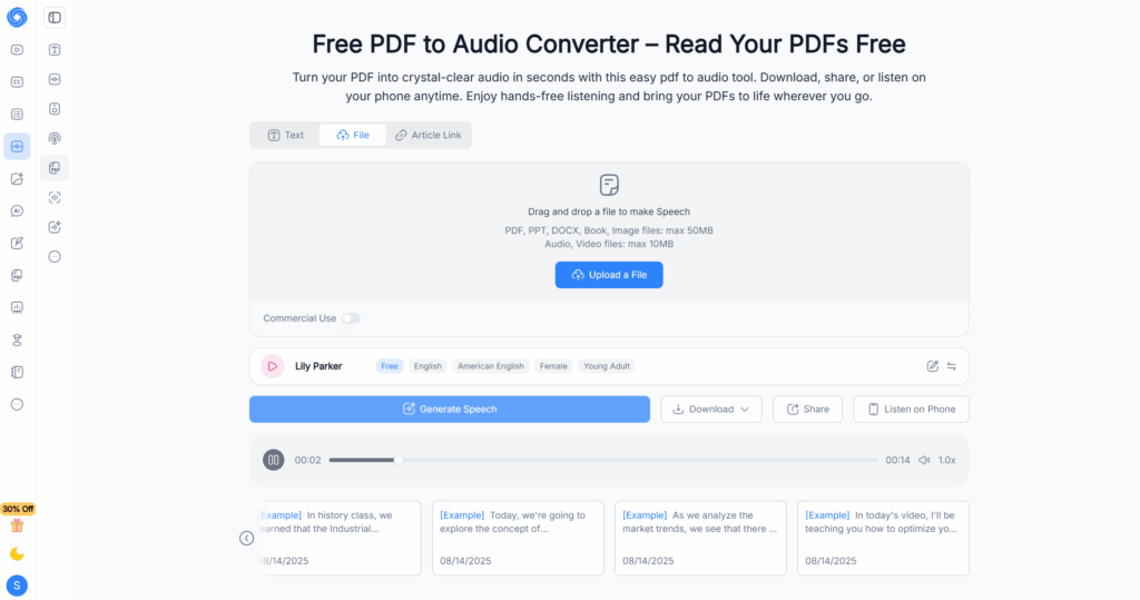 NoteGPT - Best for Learning-Focused PDF to Audio Workflows