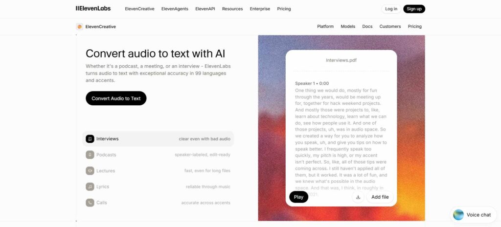 ElevenLabs – Best for Developer APIs and Speech AI