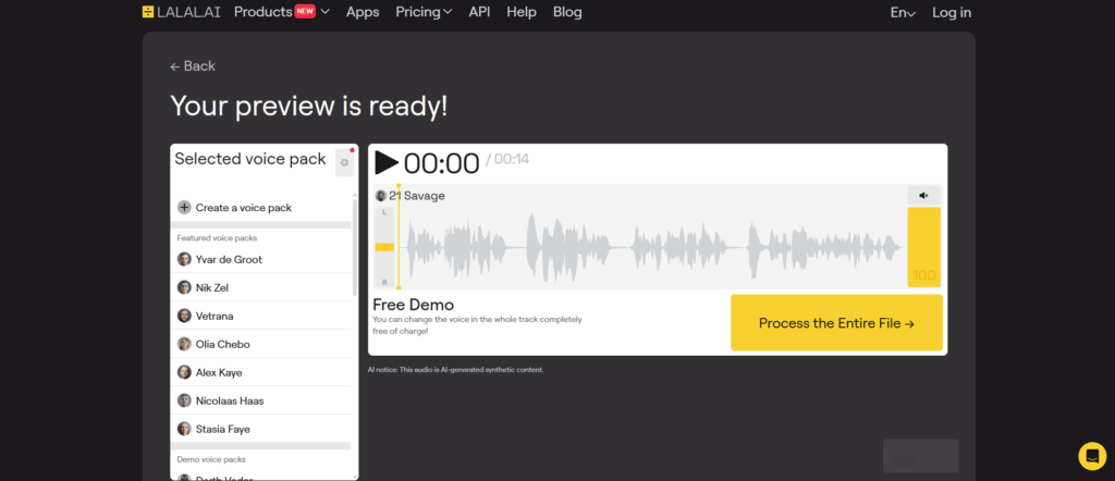 LALAL.AI - Best for Tone and Vocal Style Control