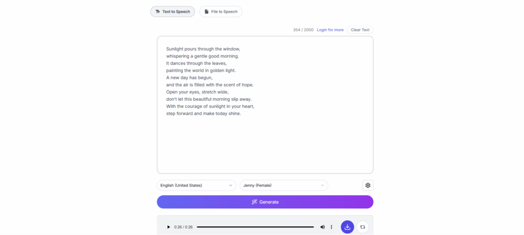 Luvvoice - Fastest Lightweight Text to Speech Free Tool
