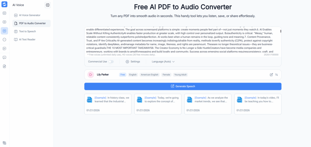 Audio Converter AI - Best for Fast Browser-Based PDF to Audio Conversion
