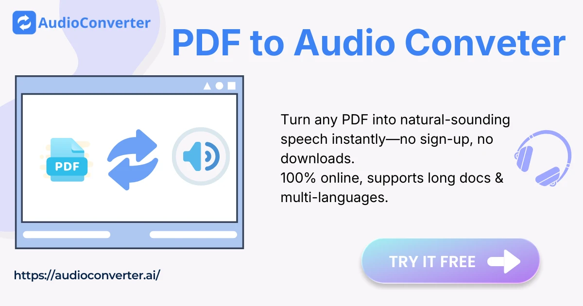 PDF to Audio Converter with AI - Free Online, No Sign-up