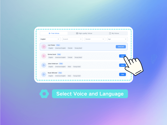 Step 2: Select Voice and Language
