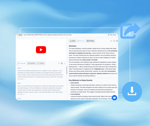 Step 3: Preview and Download Subtitles or Summary